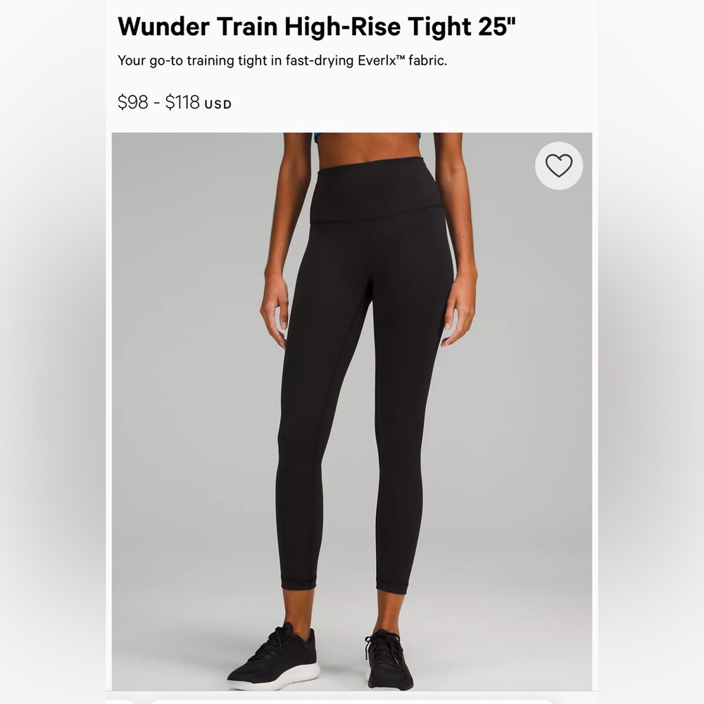 Lululemon Wunder Train Black Leggings